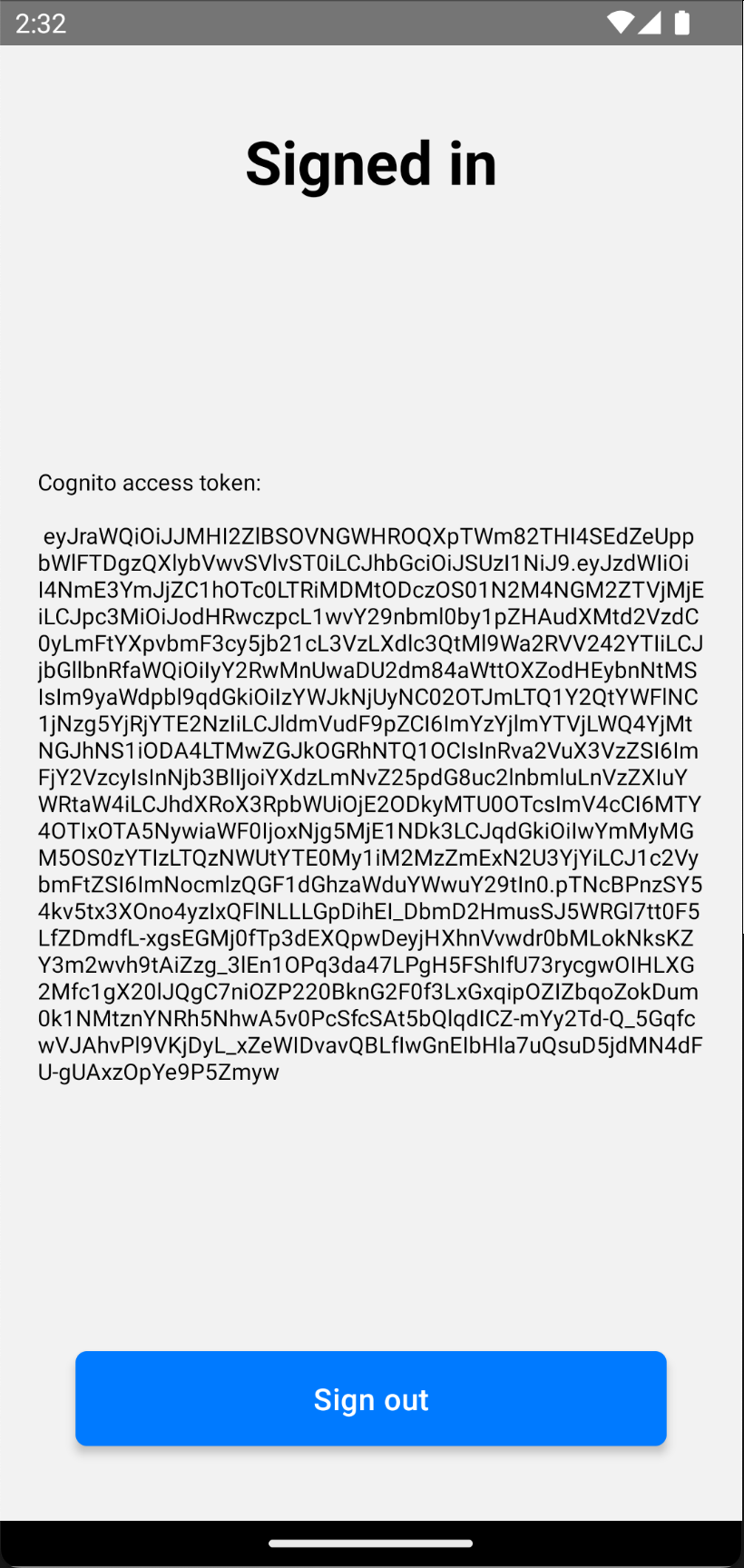 Cognito access token (Android)